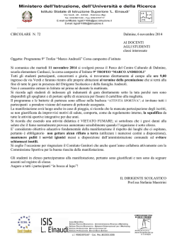 Programma 9&deg; Trofeo &ldquo;Marco Andreoli&rdquo;