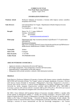 scarica curriculum dettagliato - Facolt&agrave; di Economia