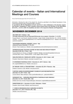 Calendar of events &ndash; Italian and International Meetings and Courses