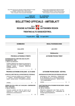 Bollettino n. 15 del 14 aprile 2014 - Regione Autonoma Trentino Alto