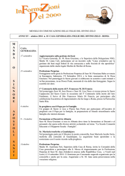 Informazioni Ottobre 2014 n.10 - FDZ Istituto Figlie del Divino Zelo