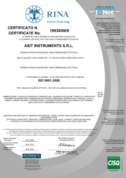 Certificato ISO - Centro di Taratura Accredia LAT n° 150