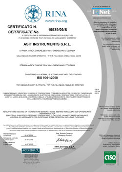 Certificato ISO - Centro di Taratura Accredia LAT n&deg; 150