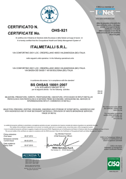 OHS-921 ITALMETALLI S.R.L. CERTIFICATE No