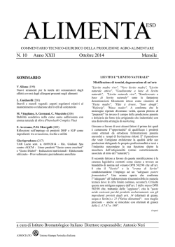 Articolo pubblicato dal prof. Silano sulla rivista Alimenta (N&deg; 10 anno