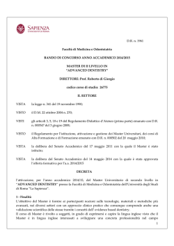 D.R. n. 1961 Facolt&agrave; di Medicina e Odontoiatria BANDO