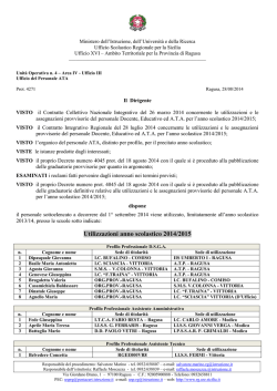 Decreto utilizzazione personale ATA 2014 2015