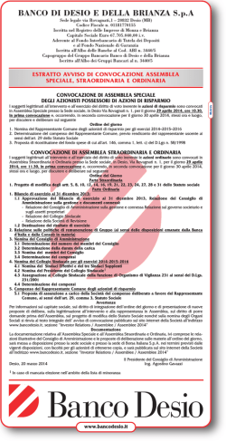 Estratto Avviso di Convocazione Assemblee