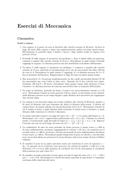 Esercitazioni svolte in aula e problemi di meccanica