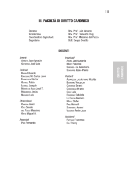 Diritto Canonico - Pontificia Universit&agrave; della Santa Croce