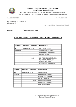 calendario prove orali del 20/6/2014