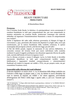 I reati tributari - prima parte