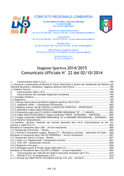 Comunicato Ufficiale N° 22 del 02/10/2014
