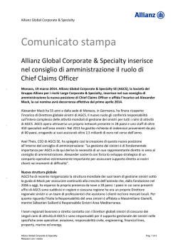 AGCS introduce nel suo consiglio di amministrazione il ruolo di