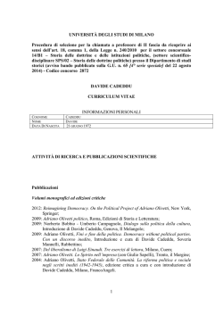 1 UNIVERSIT&Agrave; DEGLI STUDI DI MILANO Procedura di selezione