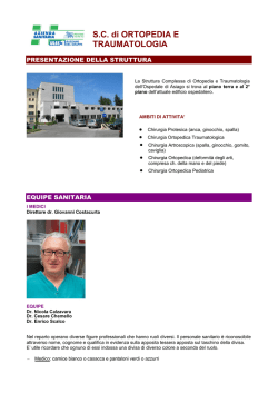 S.C. di ORTOPEDIA E TRAUMATOLOGIA