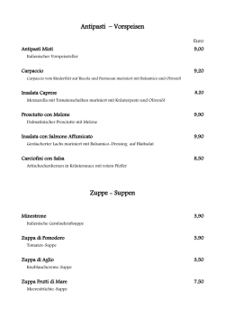Speisekarte - opera dei vini