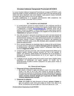 Circolare Indizione Campionati Provinciali 2014/2015