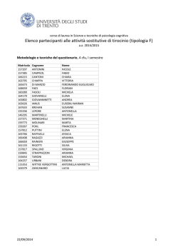 Elenco ammessi attività sostitutive tirocinio a.a. 2014/2015