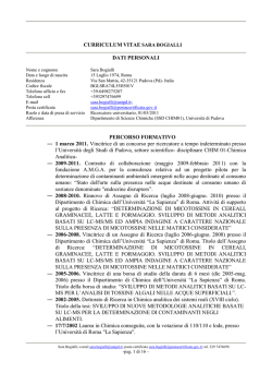 CURRICULUM VITAE DATI PERSONALI PERCORSO