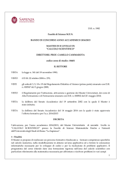 D.R. n. 1982 Facolt&agrave; di Scienze M.F.N. BANDO DI