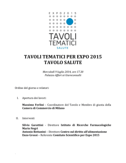 Ordine del giorno - Tavoli tematici Expo 2015