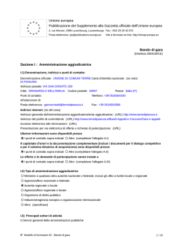 Bando di gara - PROCEDURA APERTA PER L