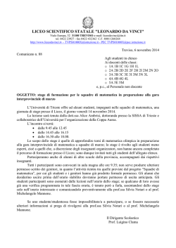 Stage di formazione squadre di matematica per la gara