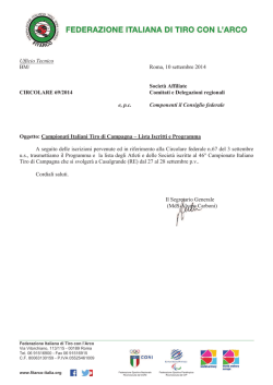 La Circolare con gli Iscritti e il Programma di Gara