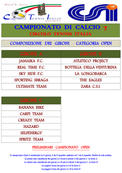 Calendario PRIMA FASE Calcio a 7 OVER 45
