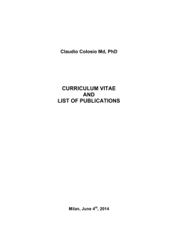 Curriculum (testo in italiano) - Universit&agrave; degli Studi di Milano