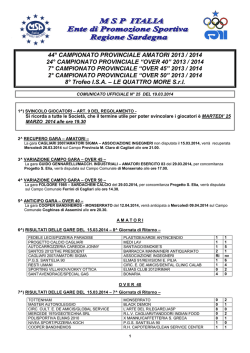 Comunicato Ufficiale n&deg; 25 del 19.03.2014