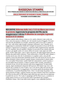 10 Ottobre 2014 - OMCeO Sassari