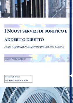 Nuovi Servizi di Bonifico e Addebito Diretto