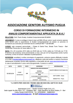 associazione genitori autismo puglia corso di formazione intermedio