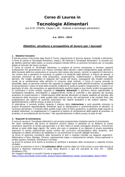 Tecnologie Alimentari - Corsi di Studio del Dipartimento di Scienze
