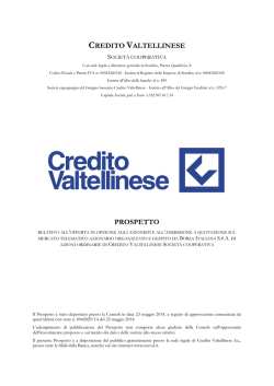 CREDITO VALTELLINESE PROSPETTO