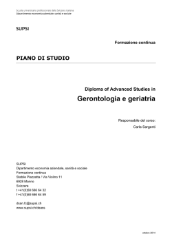 Piano di studio DAS Gerontologia e geriatria