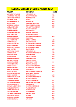 ELENCO ATLETI 1&deg; SERIE ANNO 2014
