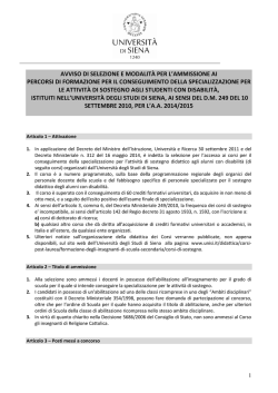 Il bando - Universit&agrave; degli Studi di Siena