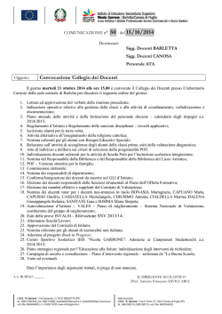 Leggi il comunicato. - &ldquo;Garrone&rdquo; &ndash; BARLETTA