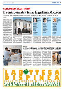 LA NUOVA VENEZIA LISTE E CANDIDATI DEI 6 COMUNI AL VOTO