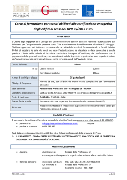 Corso di formazione per tecnici abilitati alla certificazione energetica