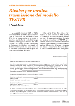 Rivalsa per tardiva trasmissione del modello TFS/TFR