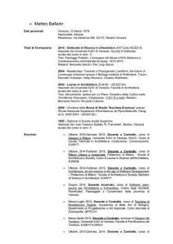 curriculum vitae - Università IUAV di Venezia