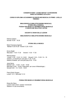 conservatorio “licinio refice” di frosinone anno accademico 2014