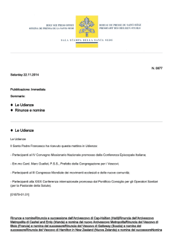 Le Udienze Rinunce e nomine Le Udienze