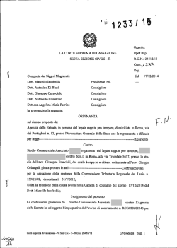 Corte di Cassazione, sez. VI, ordinanza 22/01/2015, n. 1233