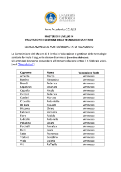 elenco ammessi - ALTEMS - Universit&agrave; Cattolica del Sacro Cuore