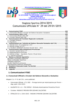 Comunicato Ufficiale N&deg; 29 del 29/01/2015